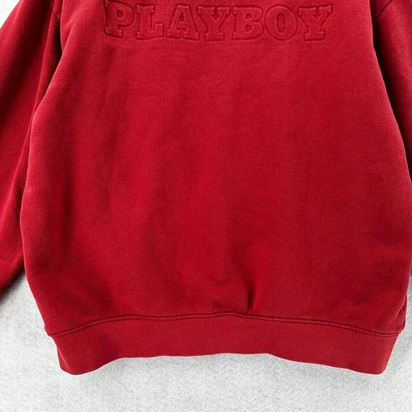 Playboy X Pacsun Sweatshirt Womens SMALL Red‎ Bunny Long Sleeve Crew Neck - Picture 10 of 14